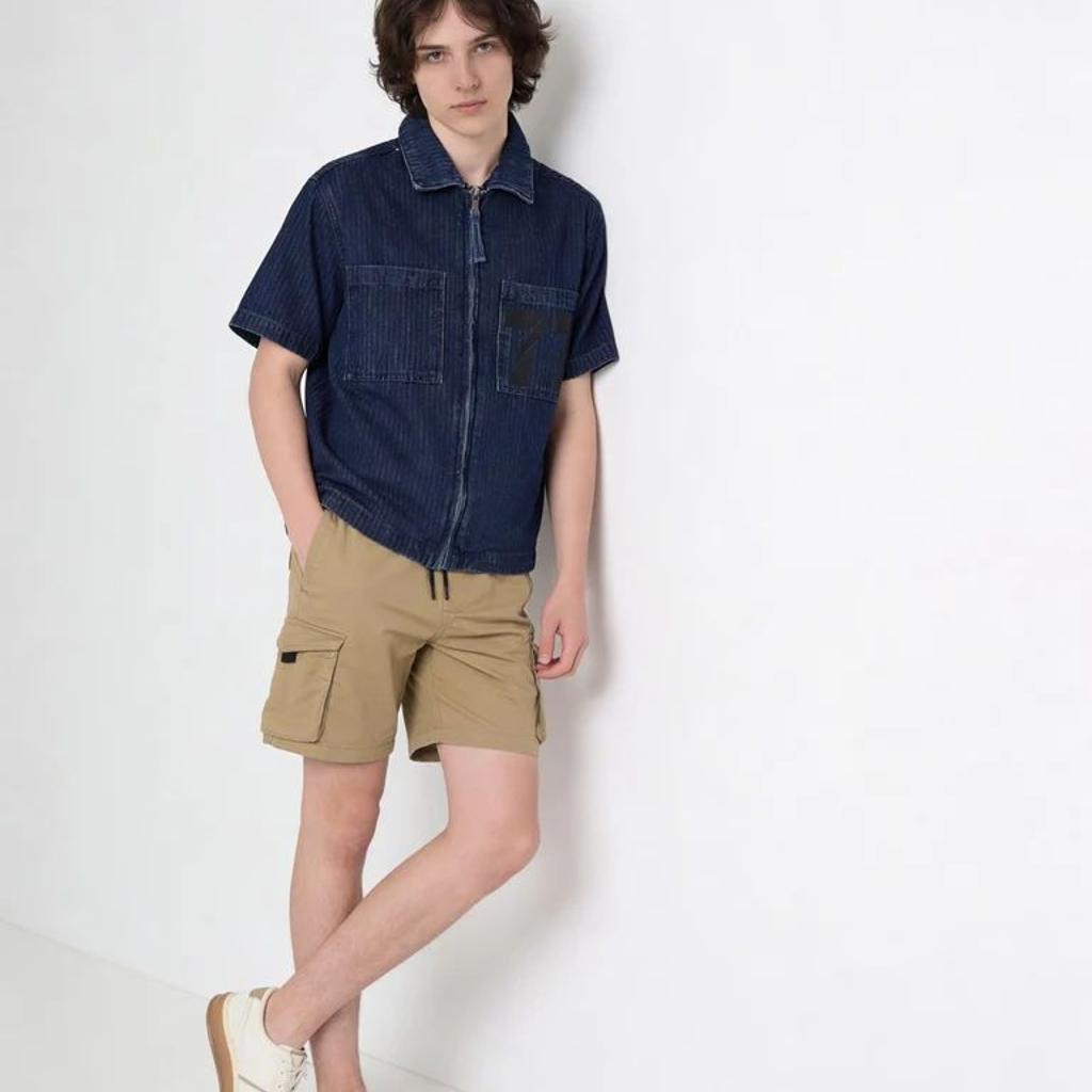 Y&F Kids Boys Stone Cargo Pocket Cotton-Blend Shorts