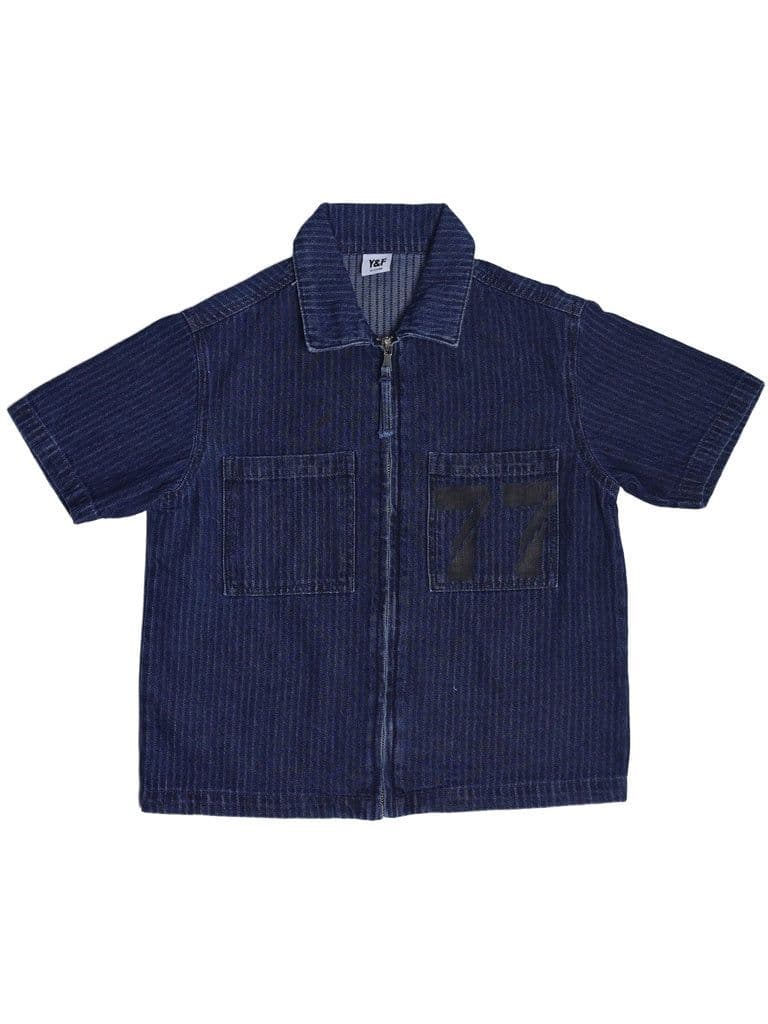 Y&F Kids Boys Dark Blue Zip-up Denim Shirt — photo 3