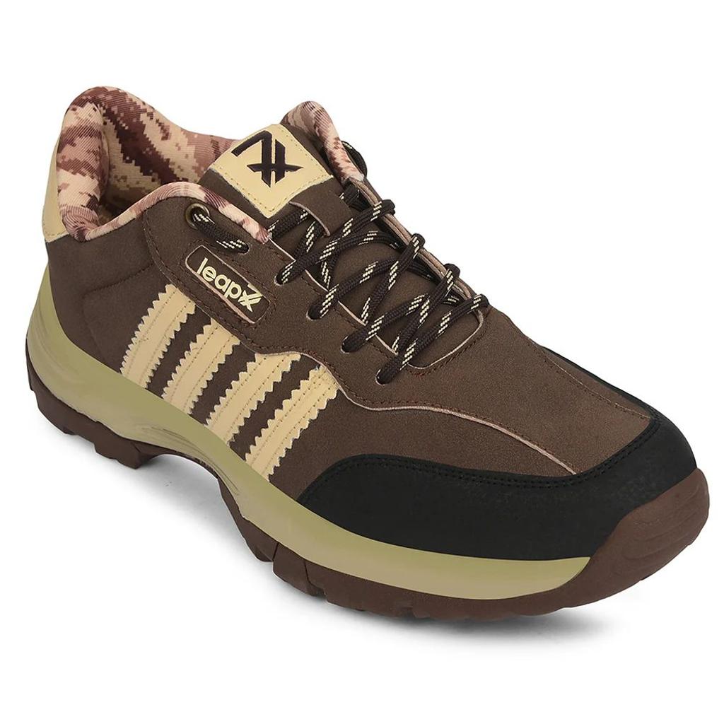 Leap7x Brown Sports Lacing Trekking Shoes For Men COLUMBO By Liberty
