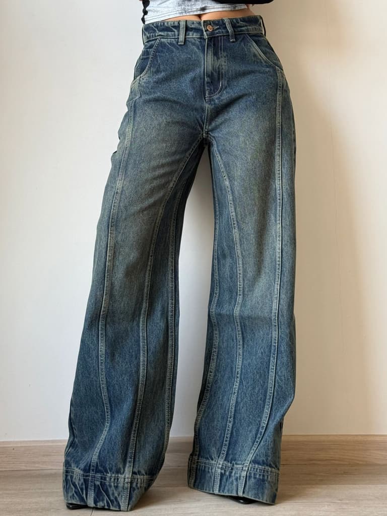 Tinted Vintage Washed Wide Leg Baggy Jeans — photo 3