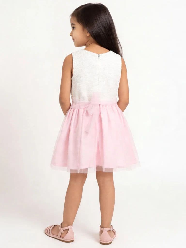 HOP Kids Girls Pink Lace Design A-Line Dress — photo 2