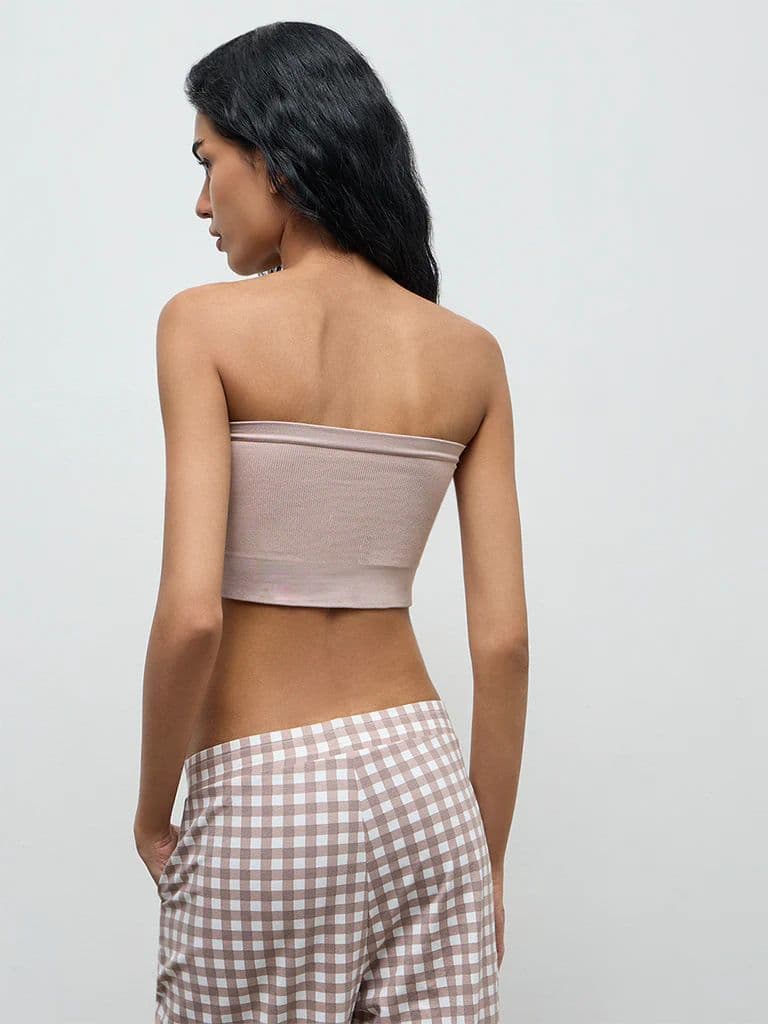 Superstar Beige Ribbed Seamfree Bandeau Bra — photo 4