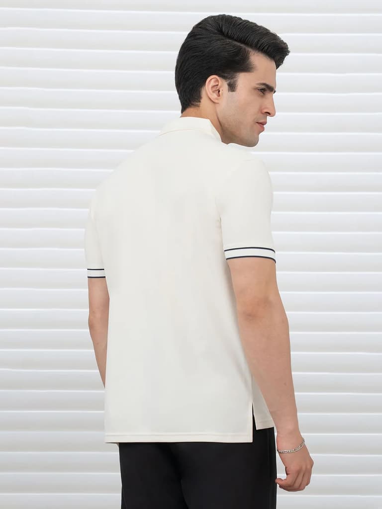 T Shirts for Men in Pastel Yellow | Polyester Polo T Shirt — photo 3