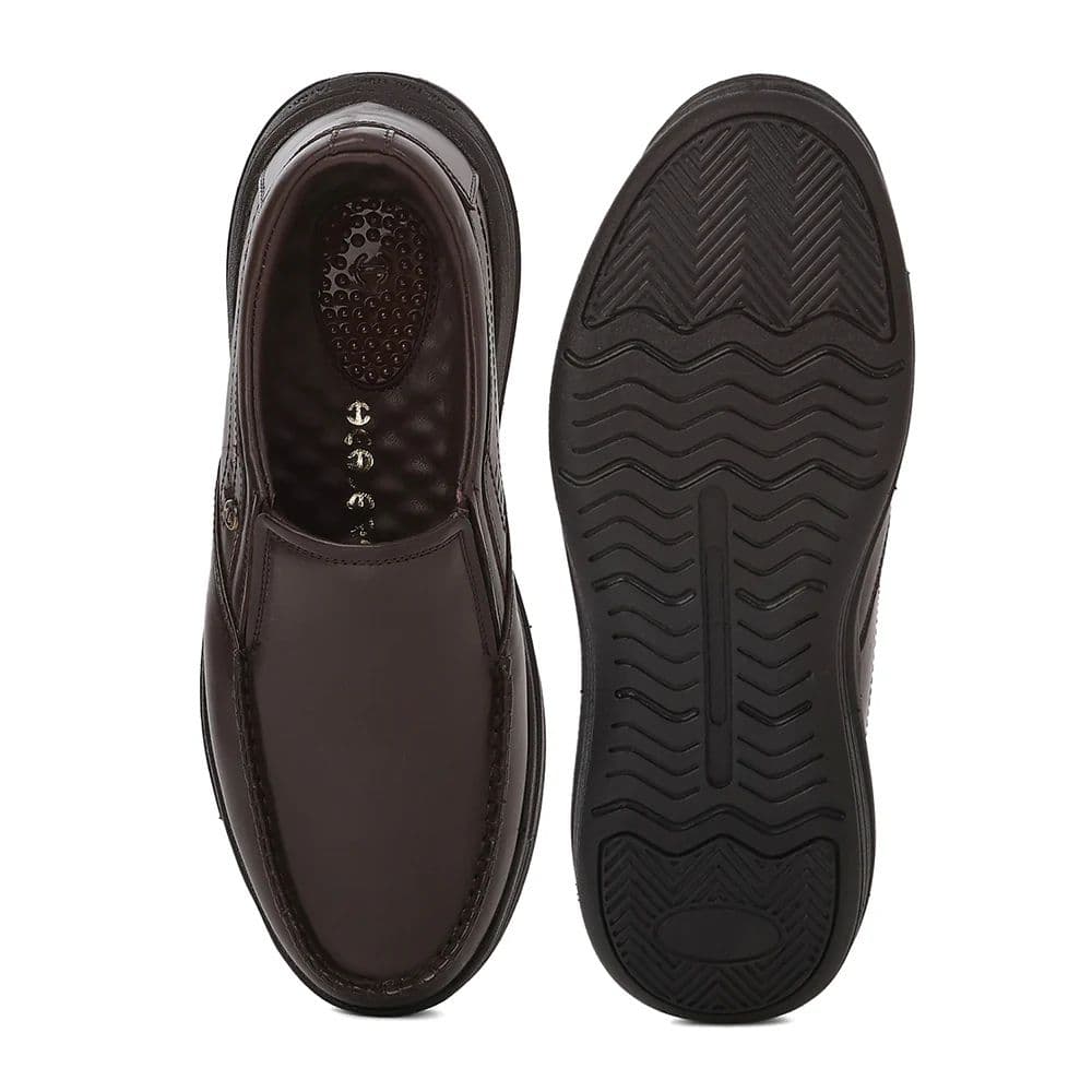 Healers LER-2 Men's Brown Leather Formal Shoes with GEL INSOLE & Elastic Comfort — photo 4