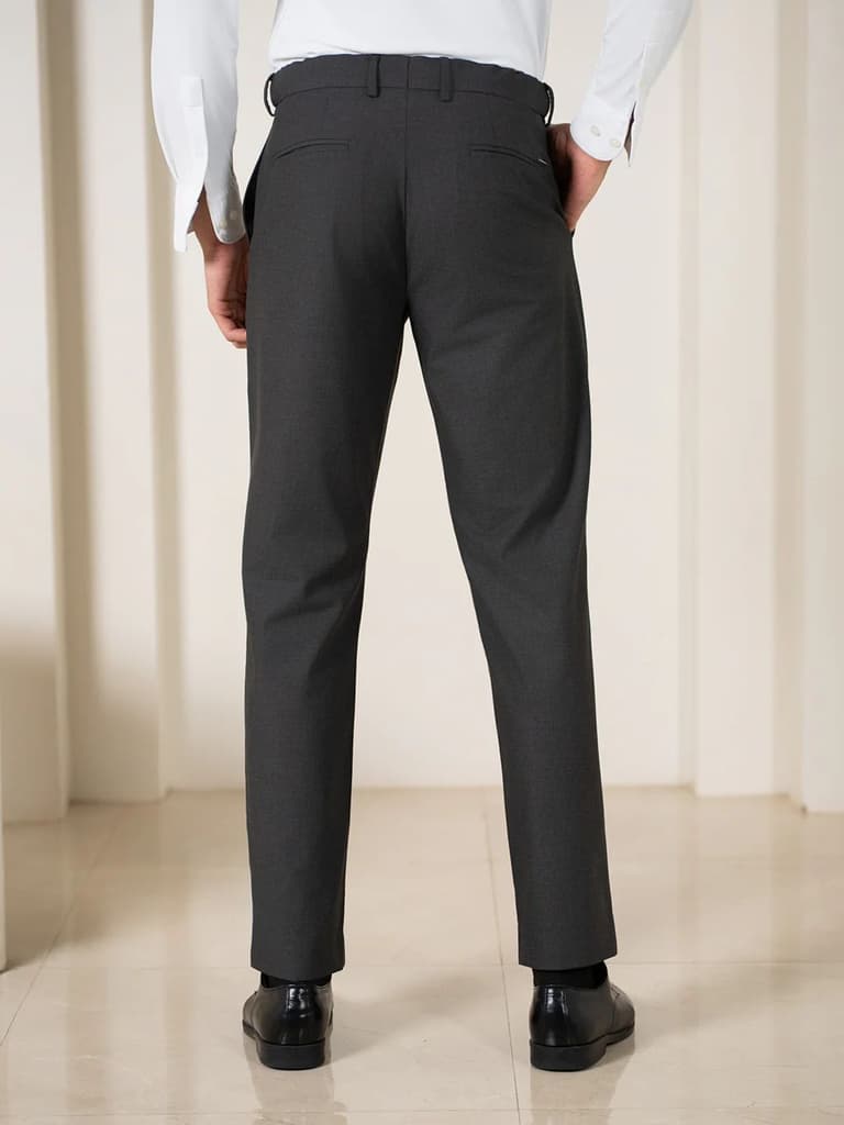 Gravitas Grey Melange Stretch Formal Pants
