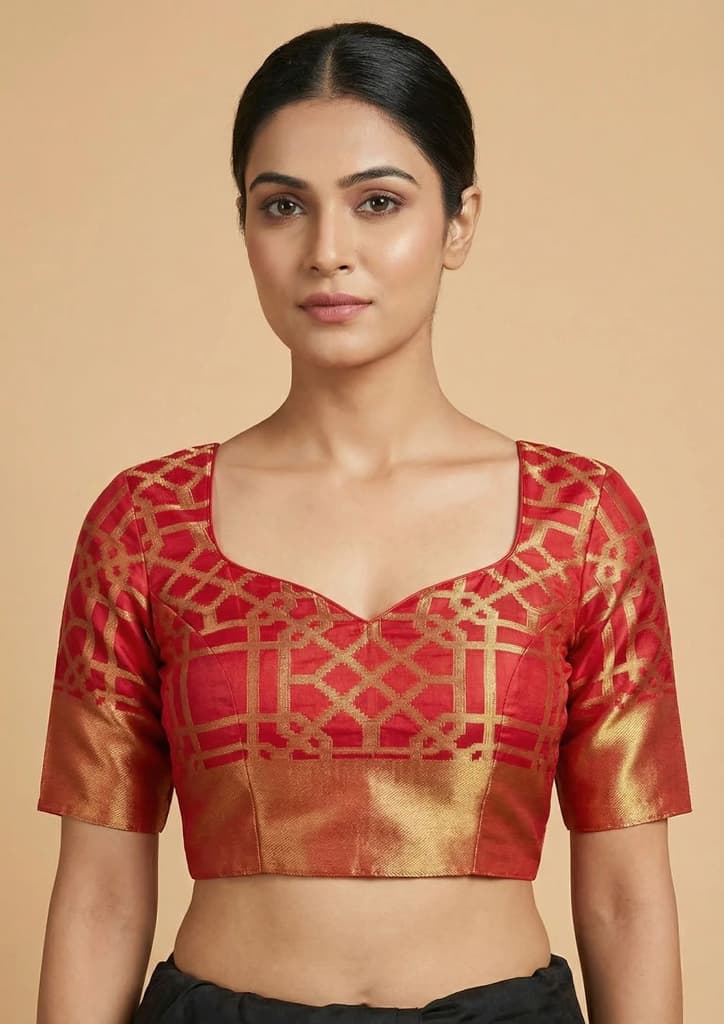 MIMOSA Women's Woven Design Banarasi Style Art Silk Saree with Blouse Piece - Rani ( SA00003121RNFREE ) — photo 5