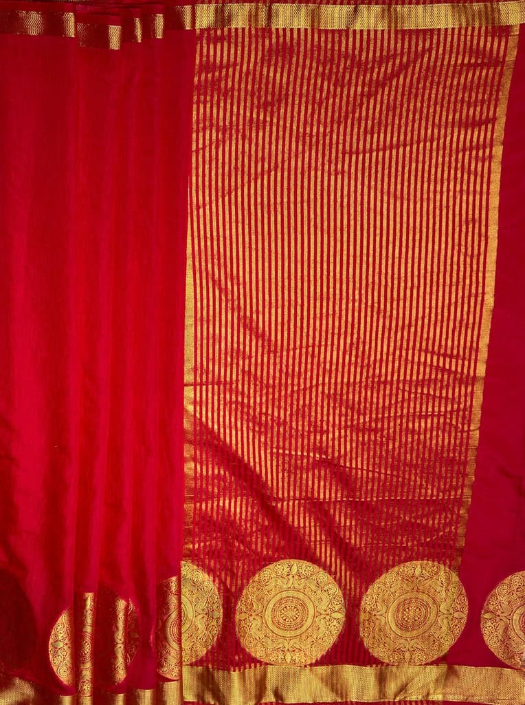 MIMOSA Women's Woven Design Kanjivaram Style Art Silk Saree with Blouse Piece - Rani ( SA00003148RNFREE ) — photo 7
