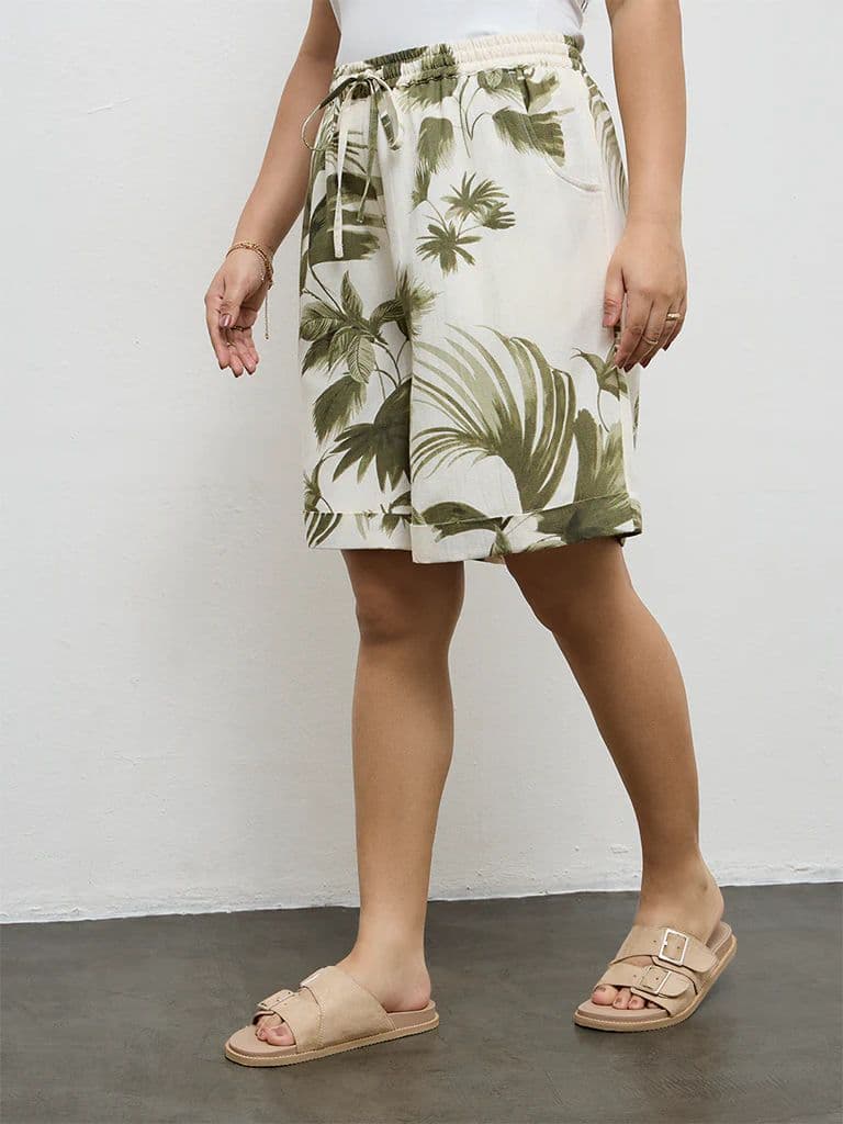 Gia Olive Tropical-Inspired High-Rise Shorts — photo 2