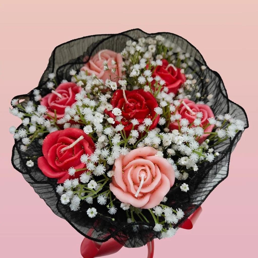 Rose Bloom Candle Bouquet | Handcrafted Soy Wax Rose Candles Gift Box — photo 2