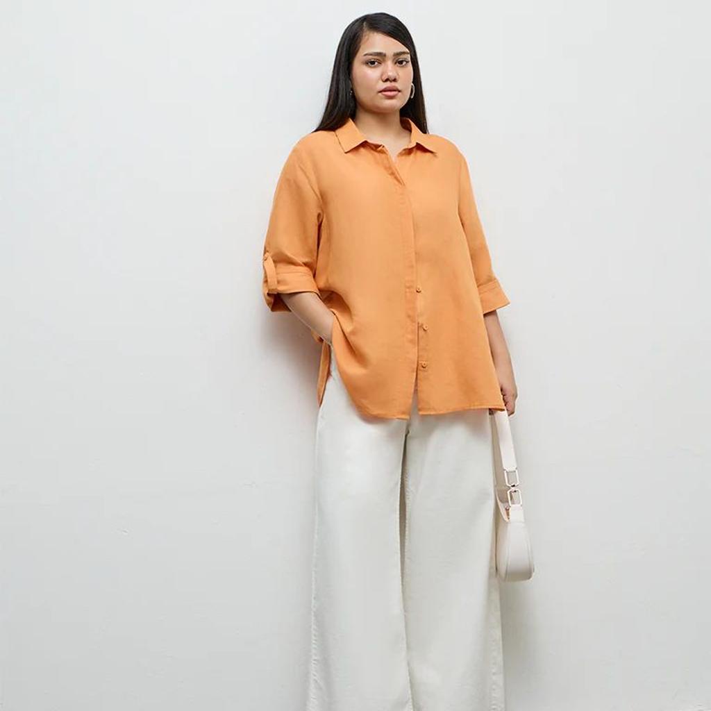 Gia Orange Solid Shirt
