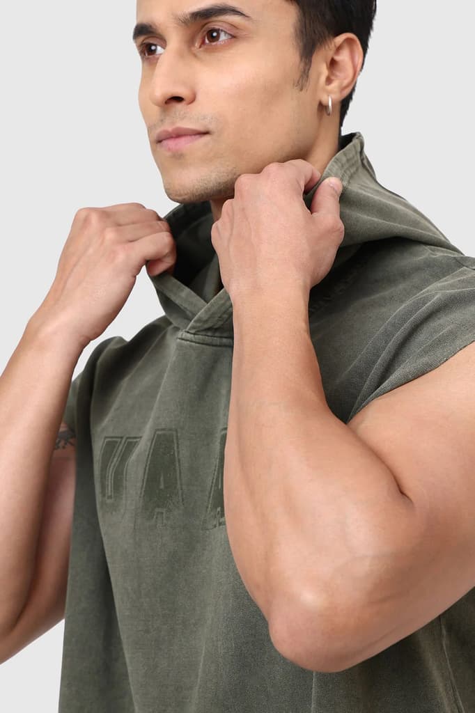 Shadow Washed Capsleeves Hoodie Olive — photo 5