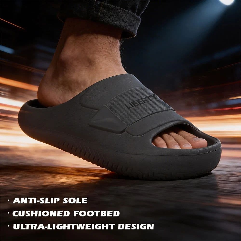 A HA DAILYWALK Black Casual Slip on Slides for Men by Liberty — photo 2