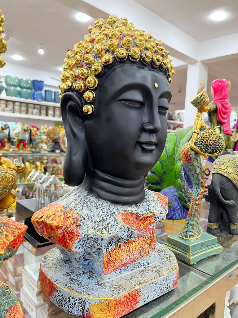 Buddha Head Statue | Sculpture | Bronze | Gold