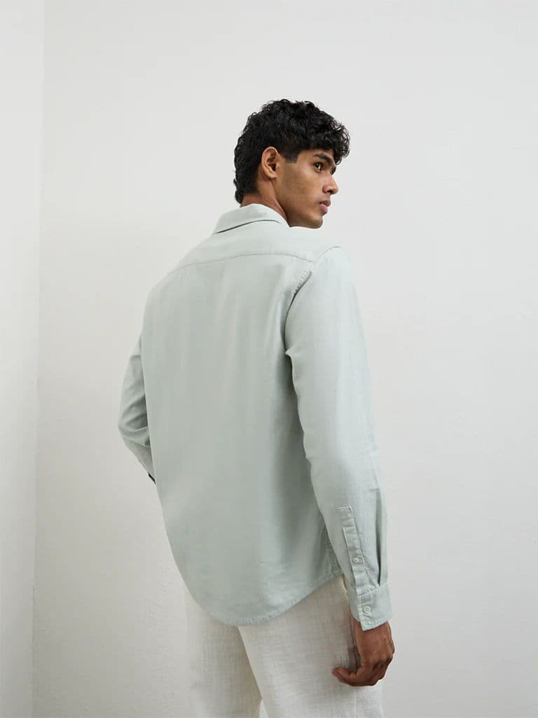 ETA Light Teal Relaxed-Fit Cotton-Blend Shirt — photo 4