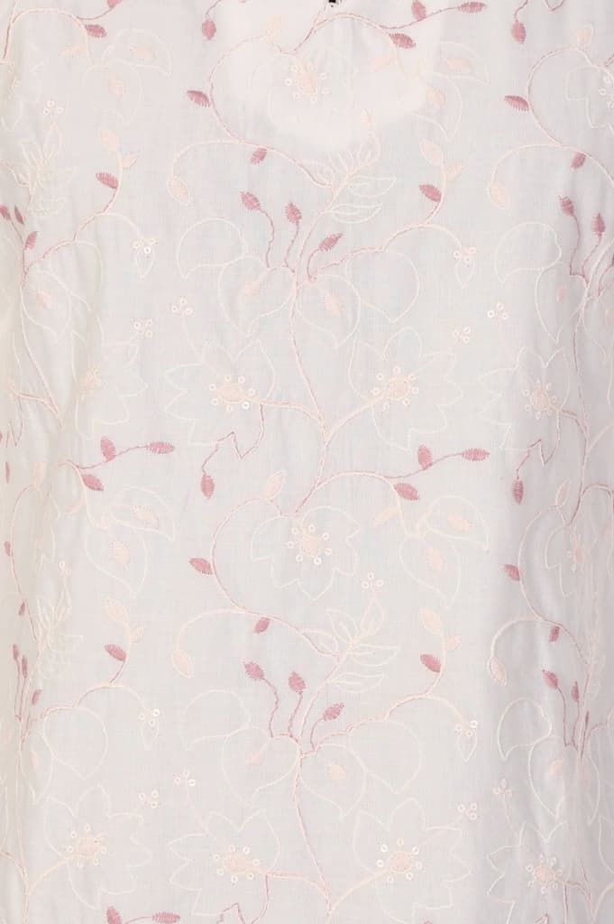 White Chikankari Embroidered Sequins Pure Cotton Straight Kurta — photo 3