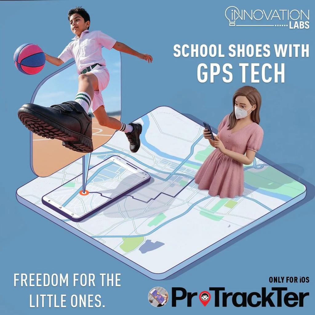 Leap7X SCL-RACEG Kids' Black School Shoes - SCHOOL PROTRACKTER with Built-in GPS Tracker — photo 2