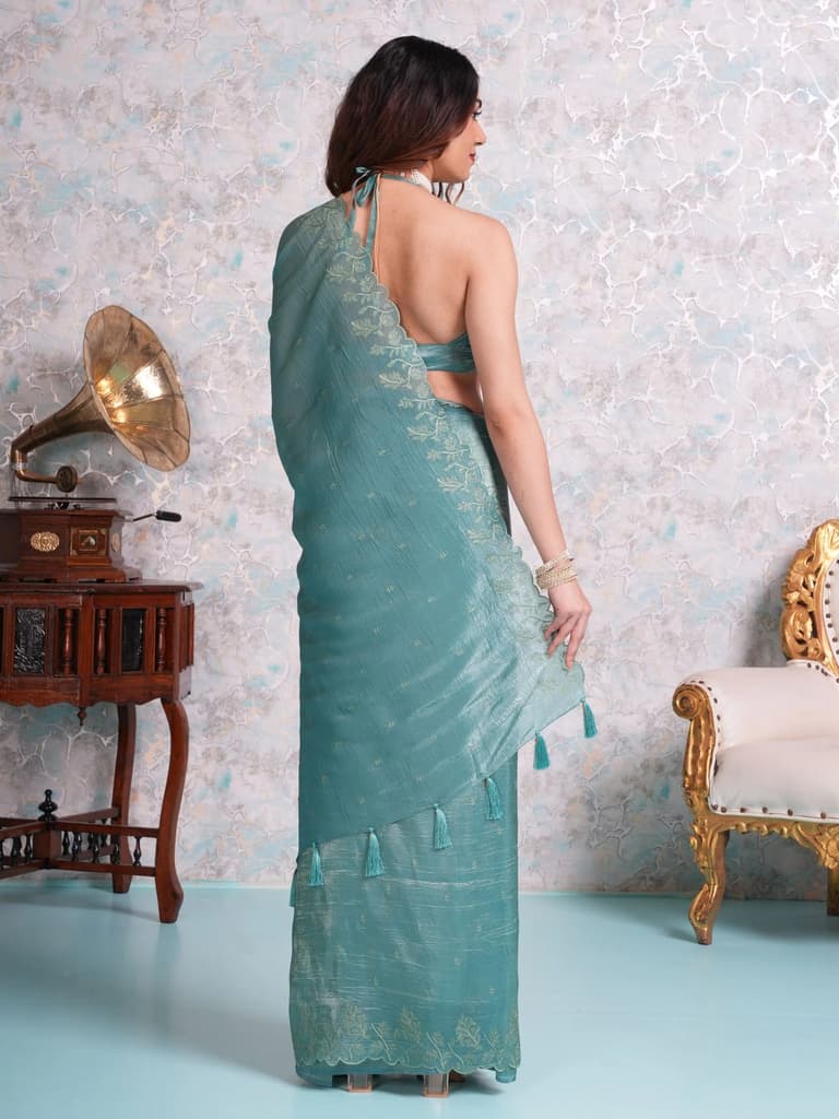 Mimosa Women's Woven Design Banarasi Style Tissue Crush Saree With Blouse Piece : SA00002013SFFREE — photo 4
