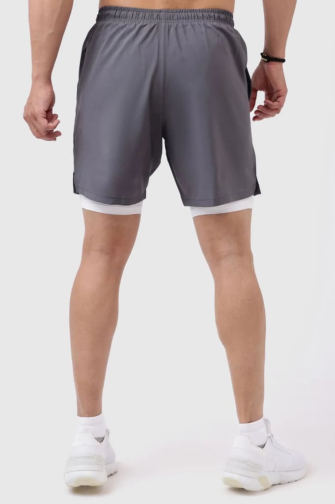 2 in 1 Compression Shorts Grey with White — photo 5