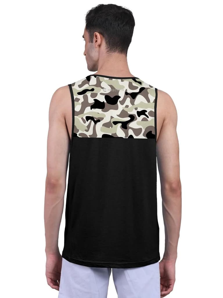 Black Active Vest Front Yoke Camouflage Regular Organic Bamboo Vest - Active Fit (Pack Of 1) — photo 4