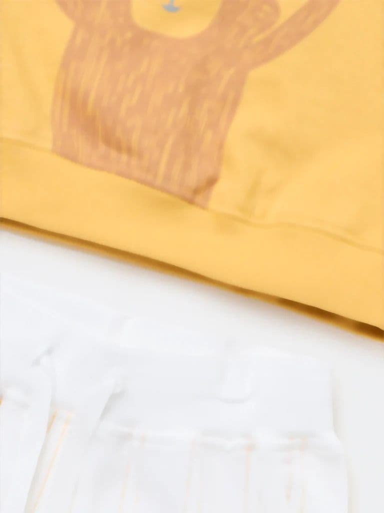 HOP Baby Boys Mustard Cotton Sweatshirt and Pants Set — photo 4
