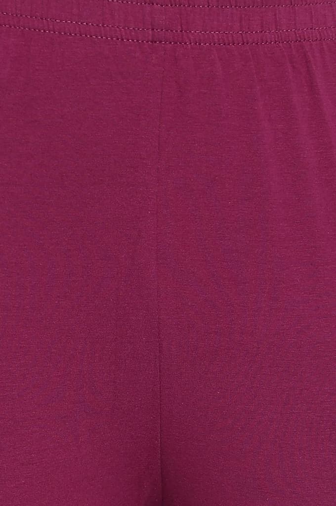 Purple Solid Cotton Blend Tights in Ankle Length — photo 2
