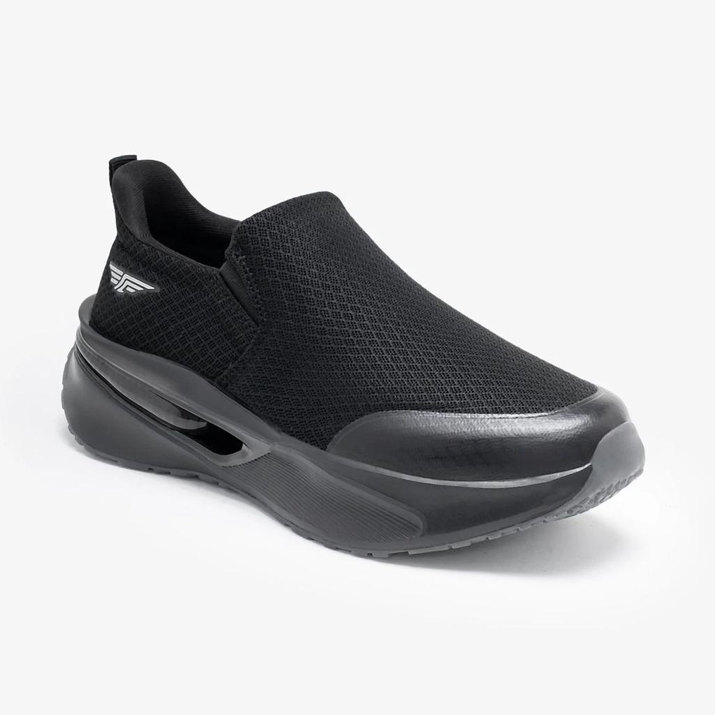 Walking Slip-On Shoes for Men in Full Black | Low-Cut Comfort Shoes. — 6 / Full Black