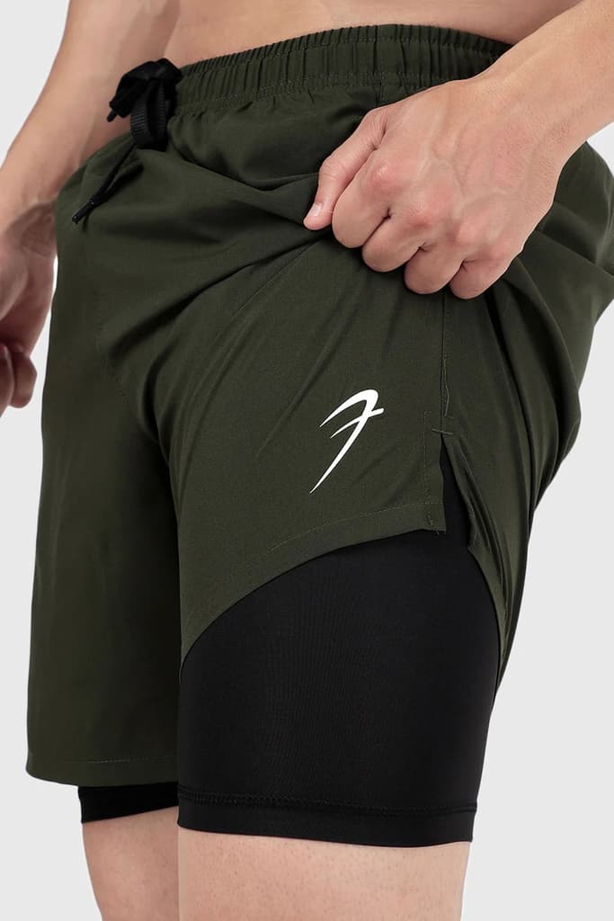 2 in 1 Compression Shorts Olive — photo 5