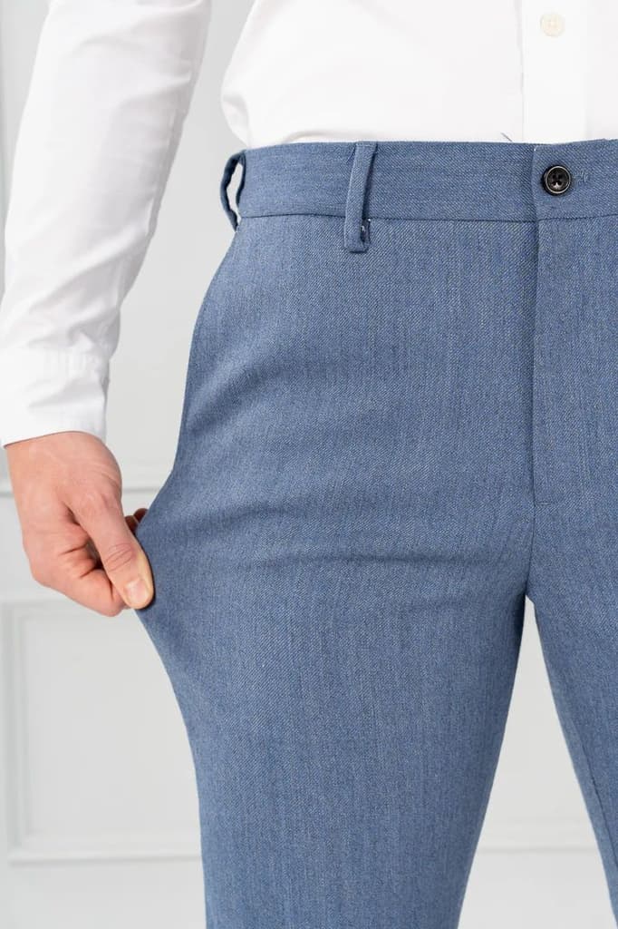 Marina Blue Merino Wool Twill Pant