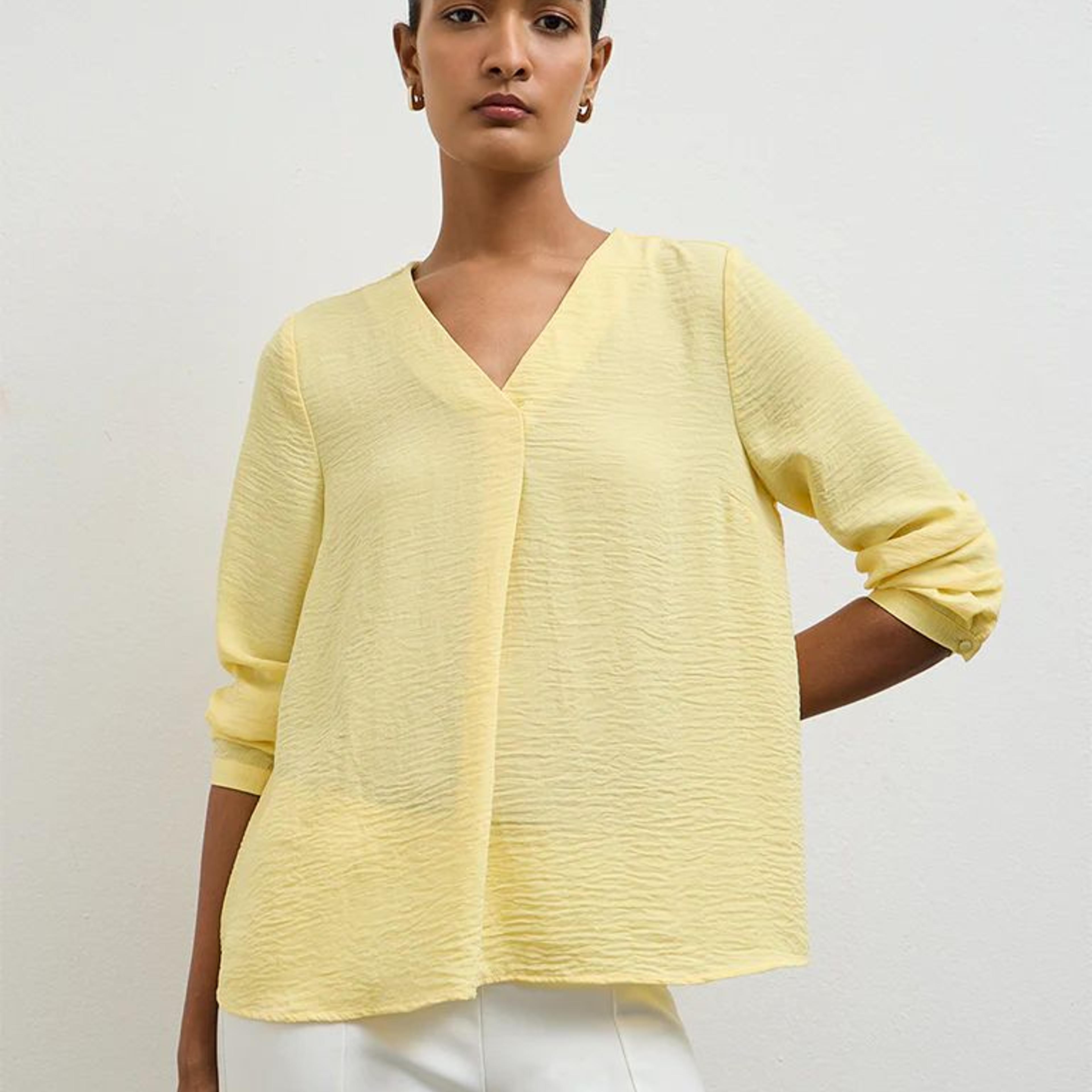 Wardrobe Yellow Crinkle-Textured Blouse