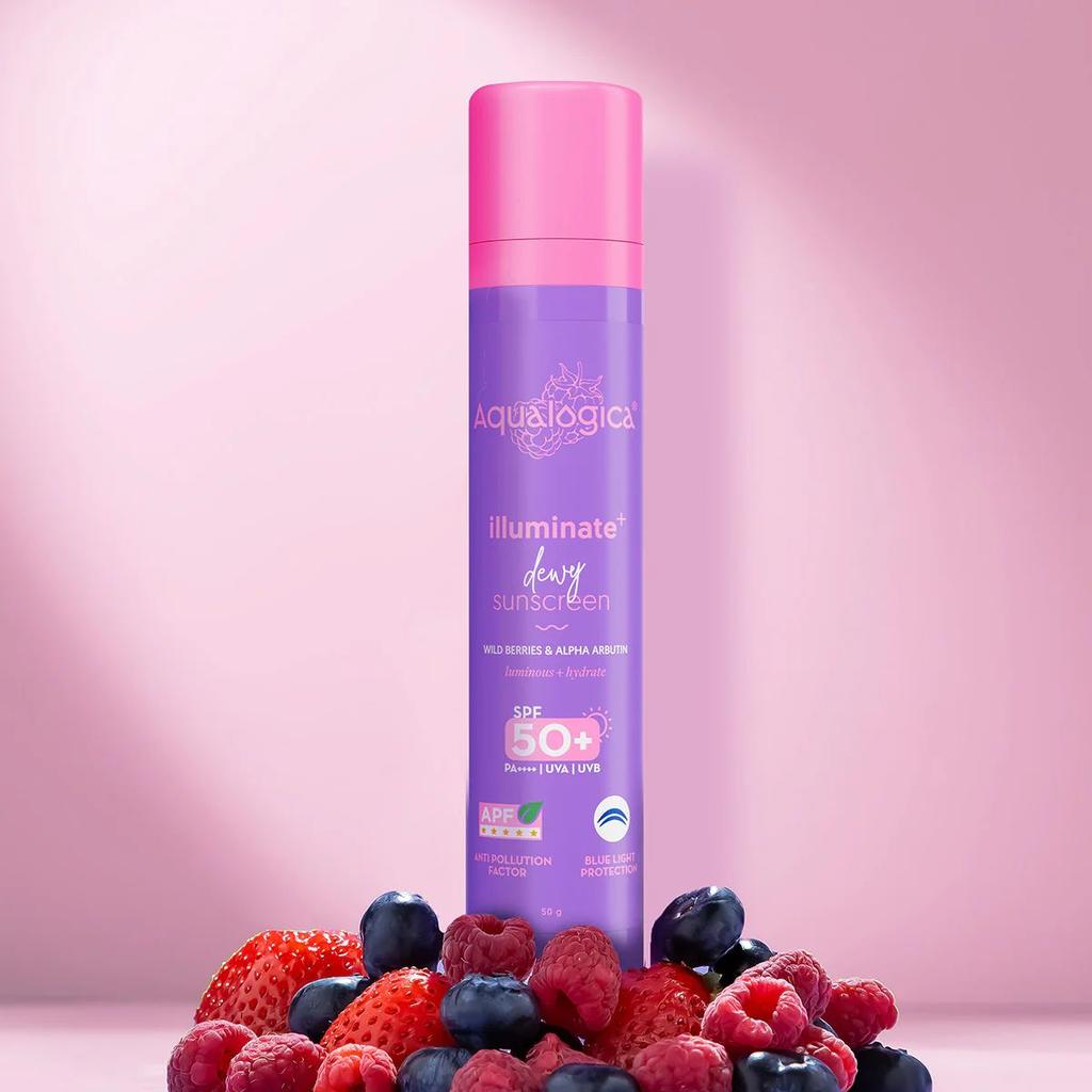 Illuminate+ Dewy Sunscreen In-Vivo Tested SPF 50+ PA++++ with Wild Berries & Alpha Arbutin - 50 g