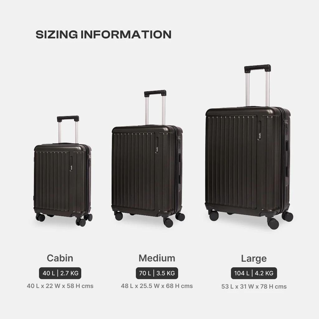 Charcoal Grey Sahana Trolley Bag - Set of 2 (Cabin + Large)