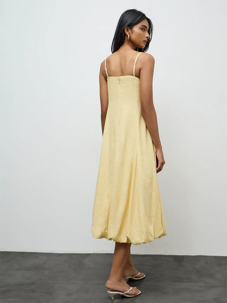 LOV Yellow Linen-Blend Balloon Dress — photo 4