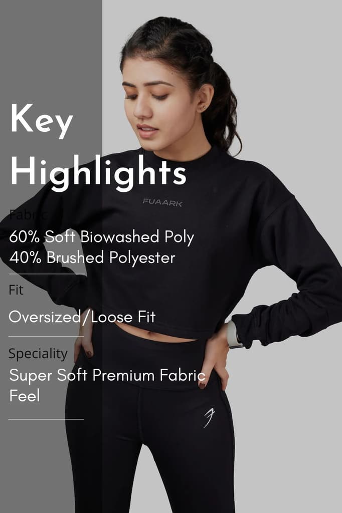 Signature Oversized Cropped Sweatshirt Black — photo 6