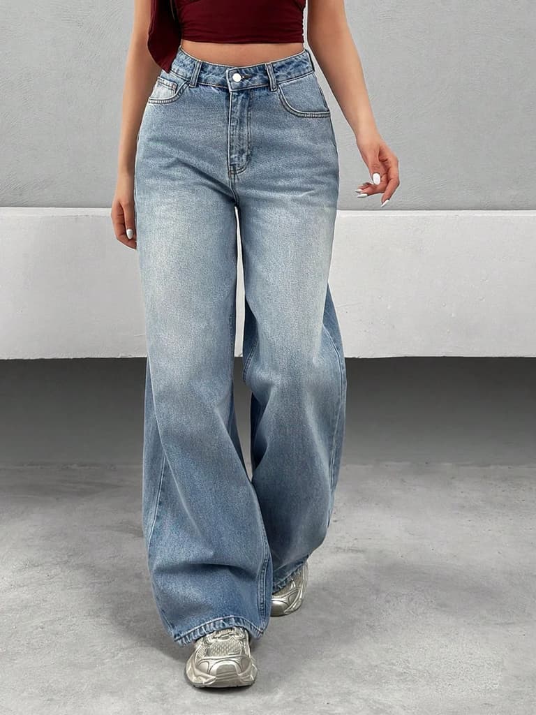 Bling Bleach Wide Leg Jeans