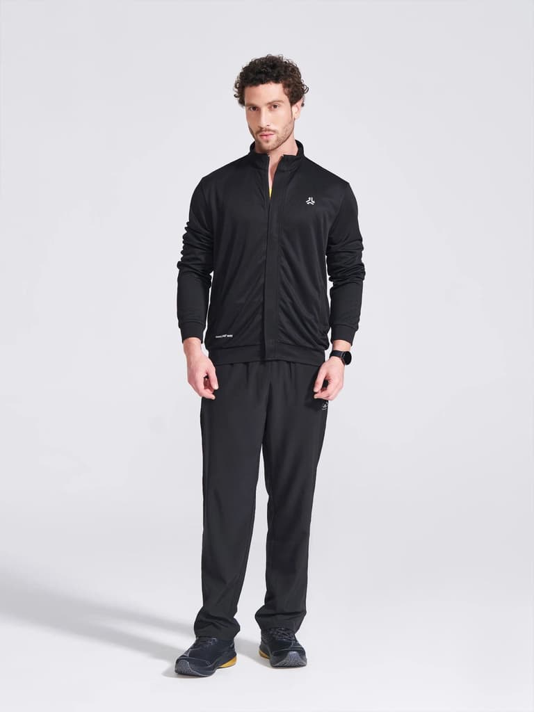Men's Black Solid Stand Collar Jacket — photo 4
