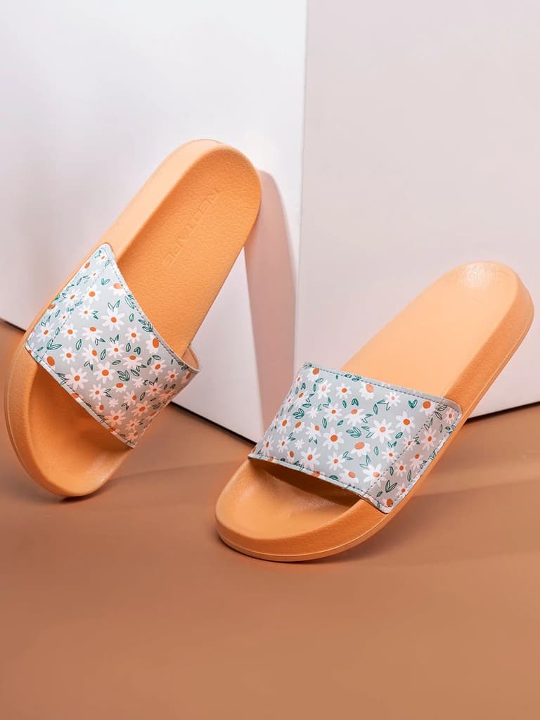 Women's Sliders in Light Orange | Casual Pool Sliders — photo 6
