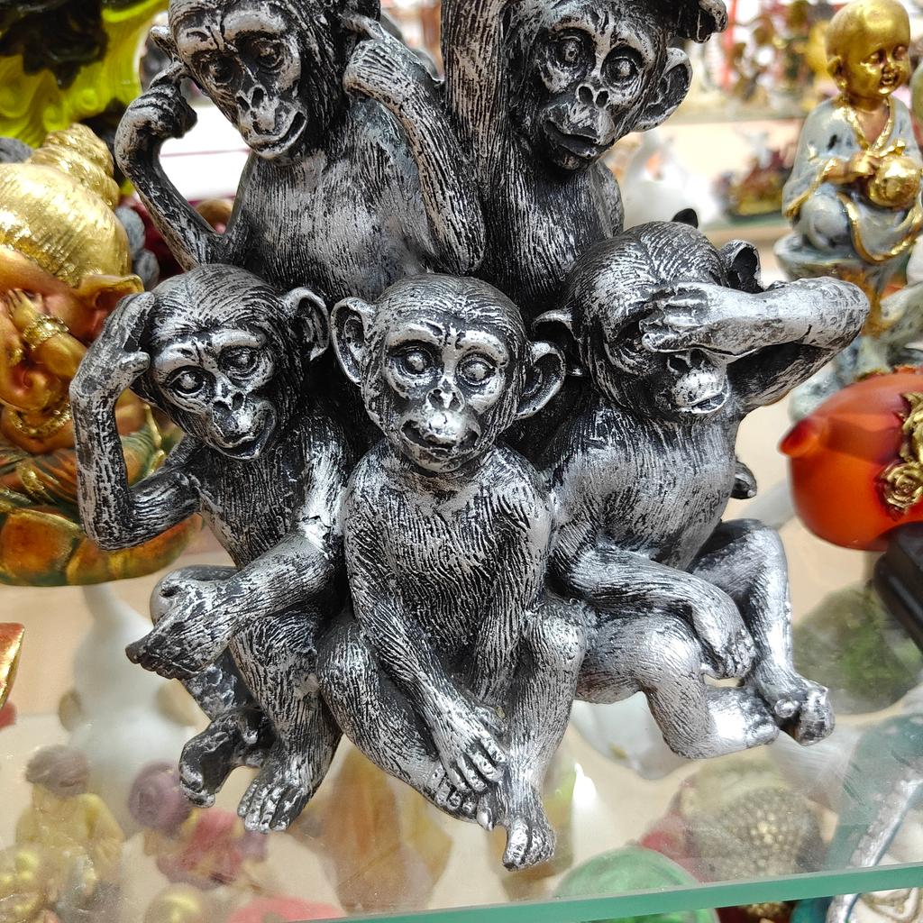 Silver Monkey Statue | Decorative | Metal | Silver