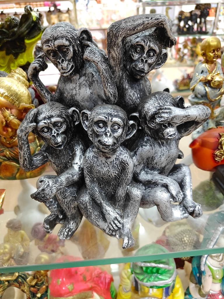 Silver Monkey Statue | Decorative | Metal | Silver