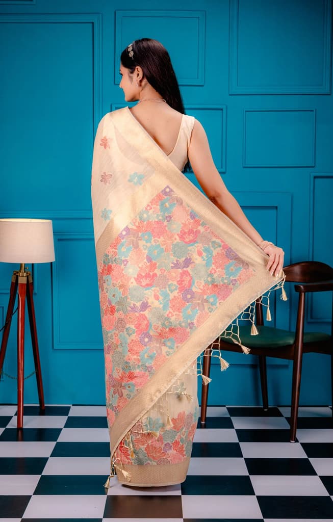 Mimosa Women's Woven Design Banarasi Style Art Silk Saree With Blouse Piece : SA00001785YLWFREE — photo 6