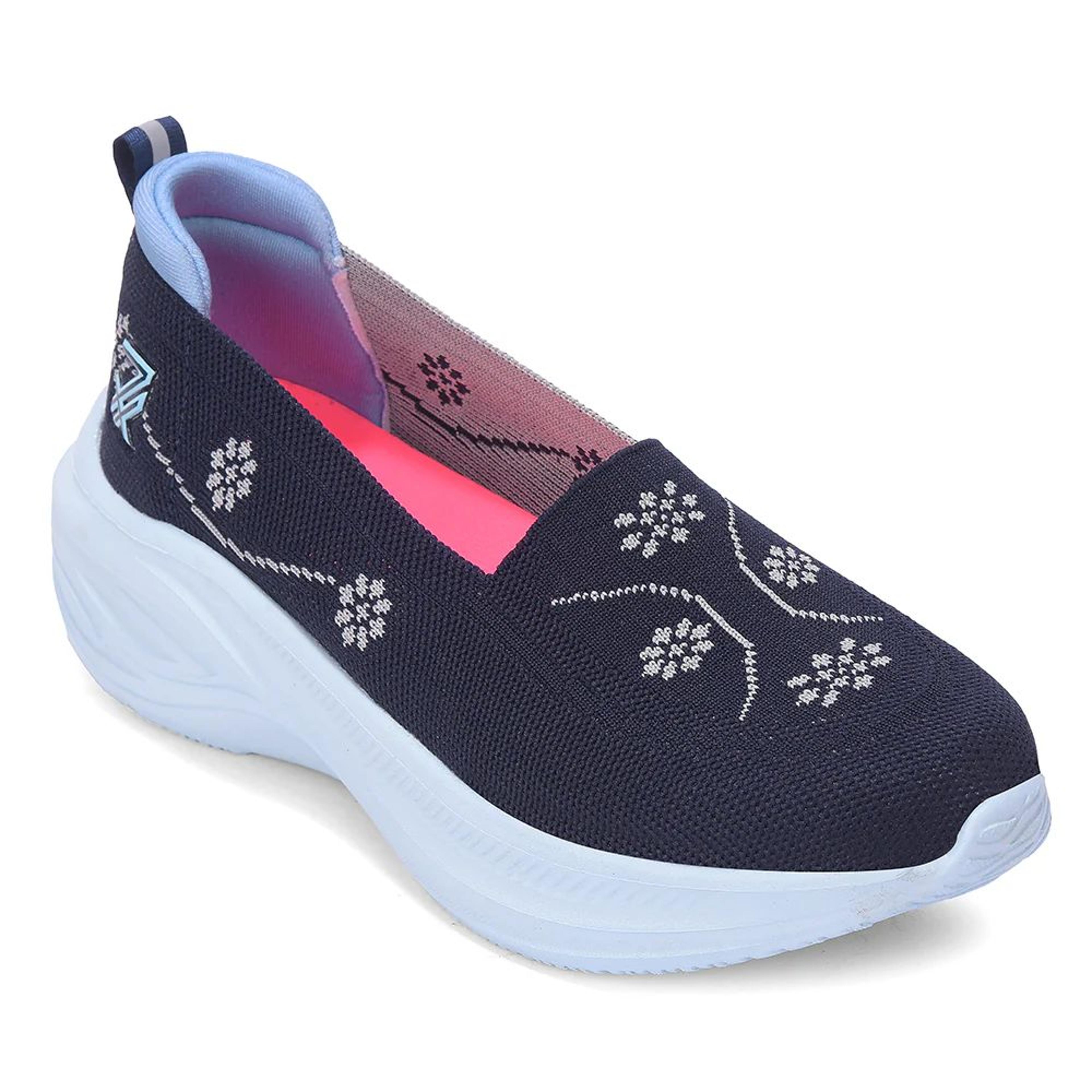 LEAP7X GLOWSTAR-E Navy Blue Sports Non lacing Walking shoes for Women by Liberty