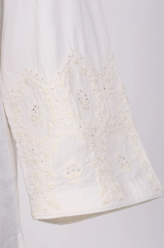 White Embroidered Pure Cotton Straight Top — photo 7