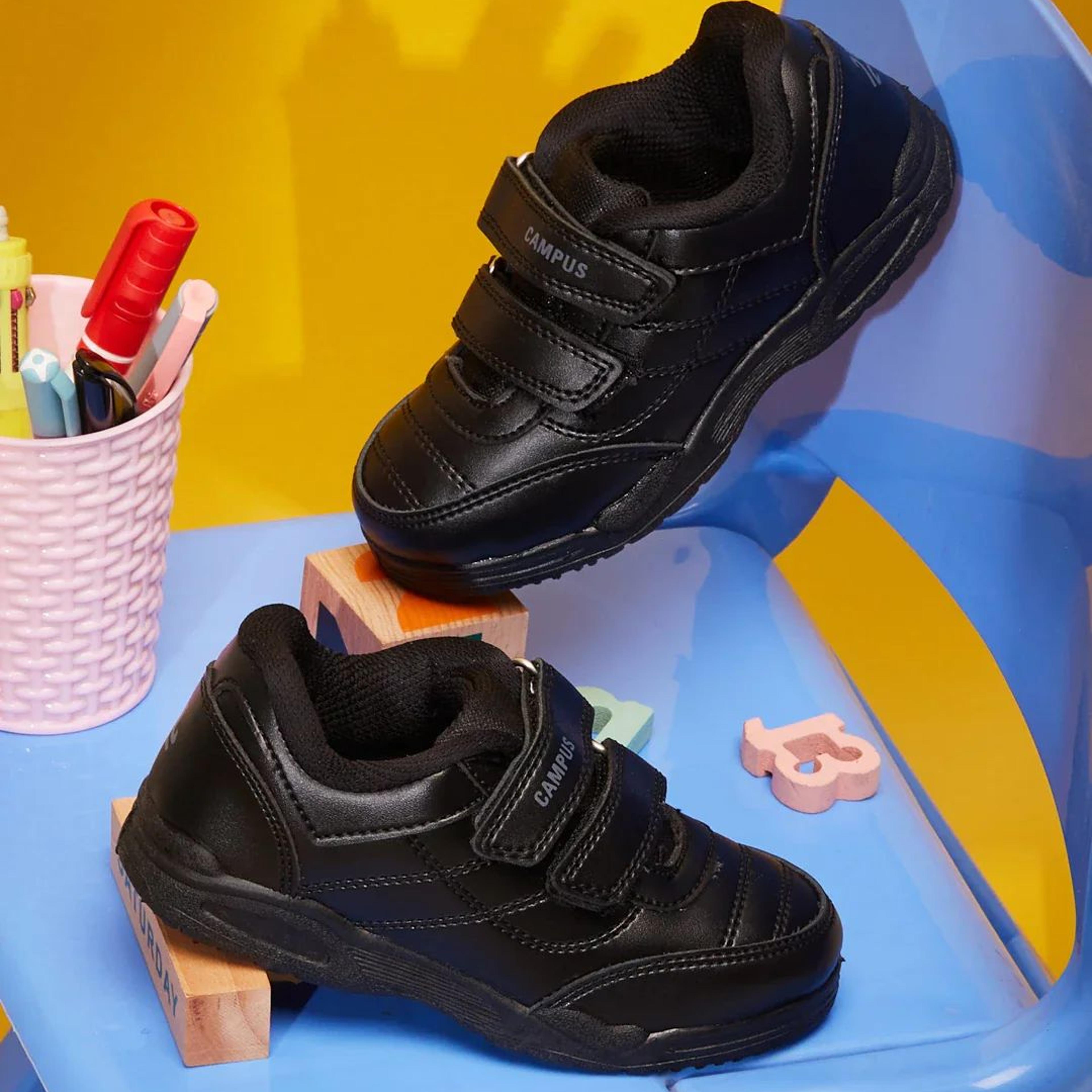 CS-26101V Black Kids School Shoes