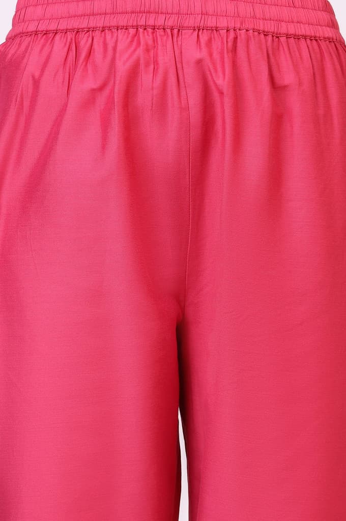 Pink Printed Organza A-line Kurta, Pants and Dupatta Set — photo 9