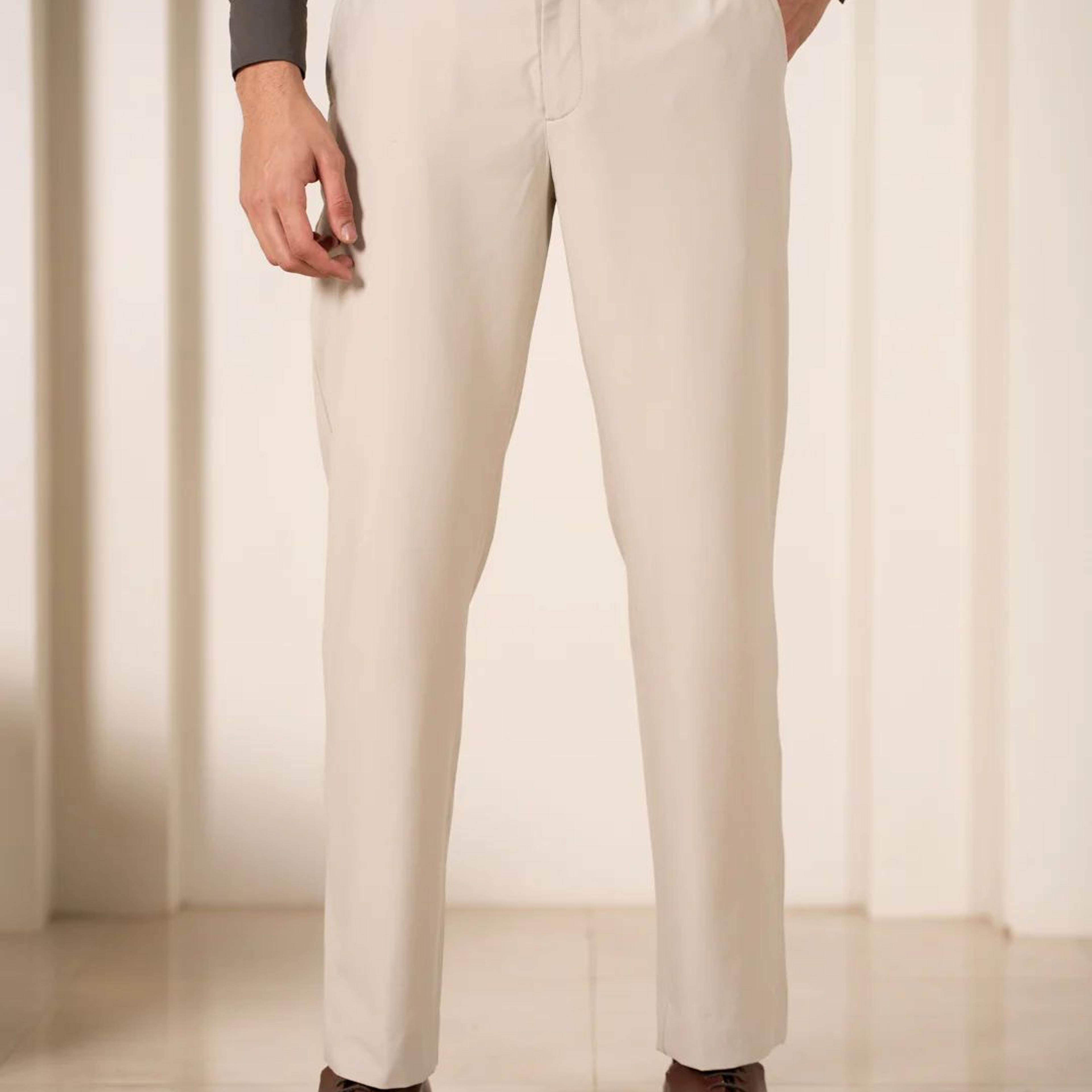 Essential Beige 925 Relaxed Fit Smart Formal Trousers