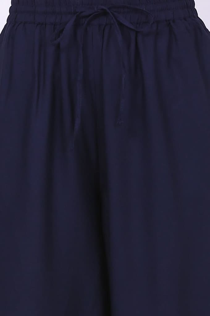 Navy Blue Solid Loose Fit Cropped Dhoti Pants — photo 6