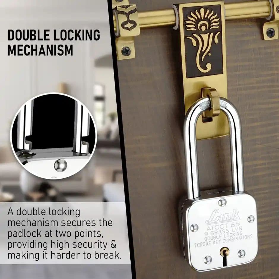 Link Stainless steel Brass Levers With Long Hardened Shackle Atoot 65 LS mm padlock with 3 Keys — photo 2