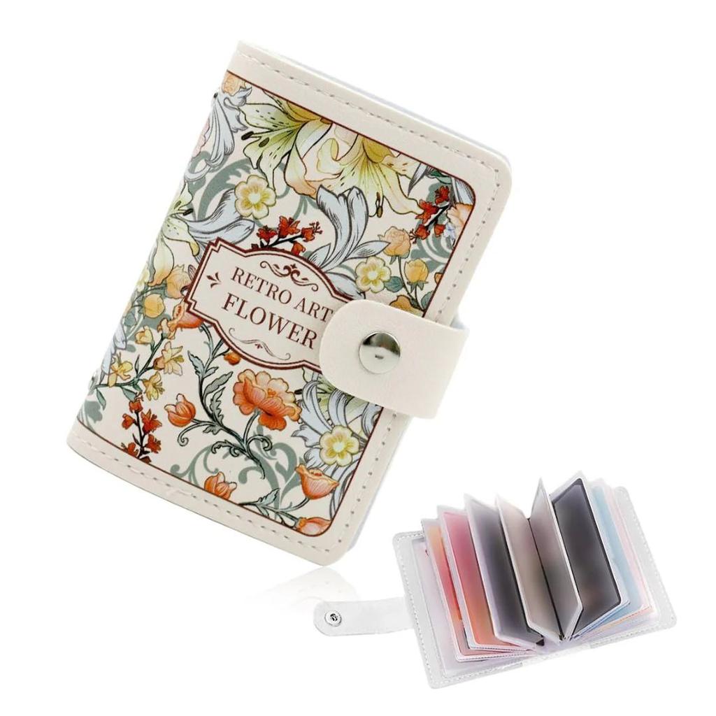 Floral Card Holder Organizer – Multi-Slot Compact Wallet — Floral Mini Wallet - Multi