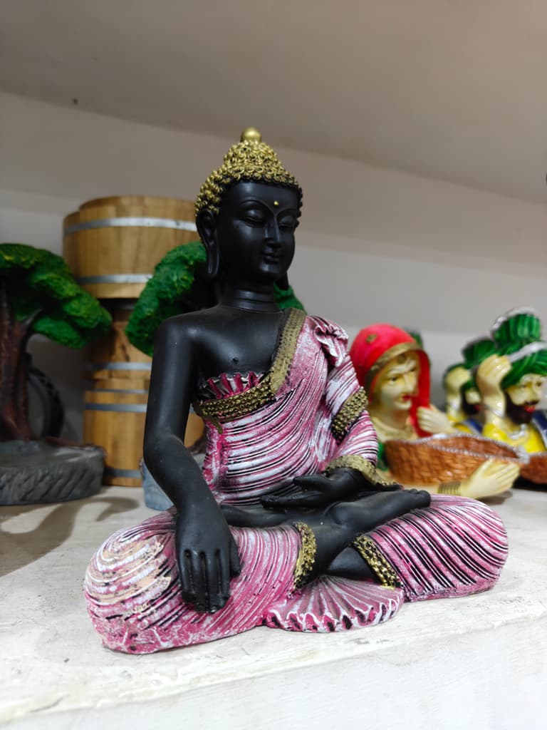 Black Statue of Buddha | Meditation | Decorative | Gold
