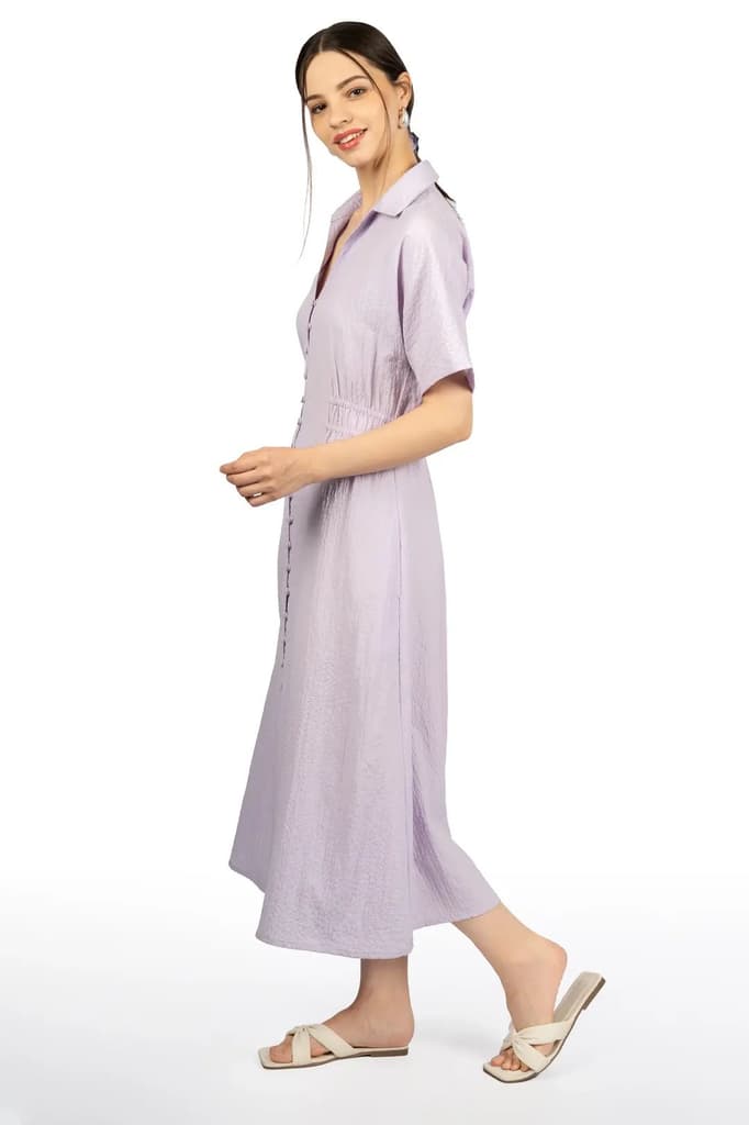 Lavender Collared Fit & Flare Midi Dress — photo 5