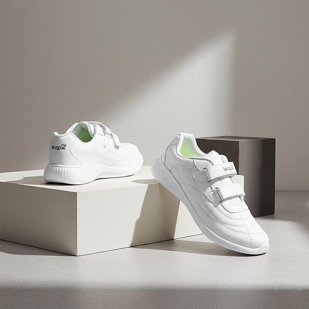 Lucy & Luke White Casual Non Lacing Uniform School Shoes For Kids FUNRUN-E By Liberty — photo 2
